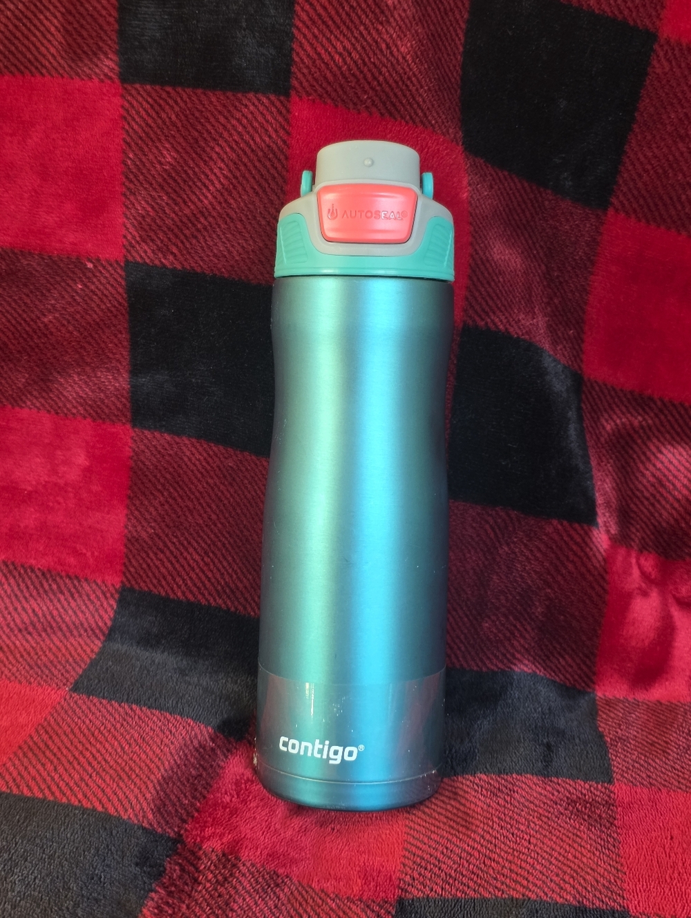 Contigo Teal Stainless Steel Water Bottle with Pink Accent